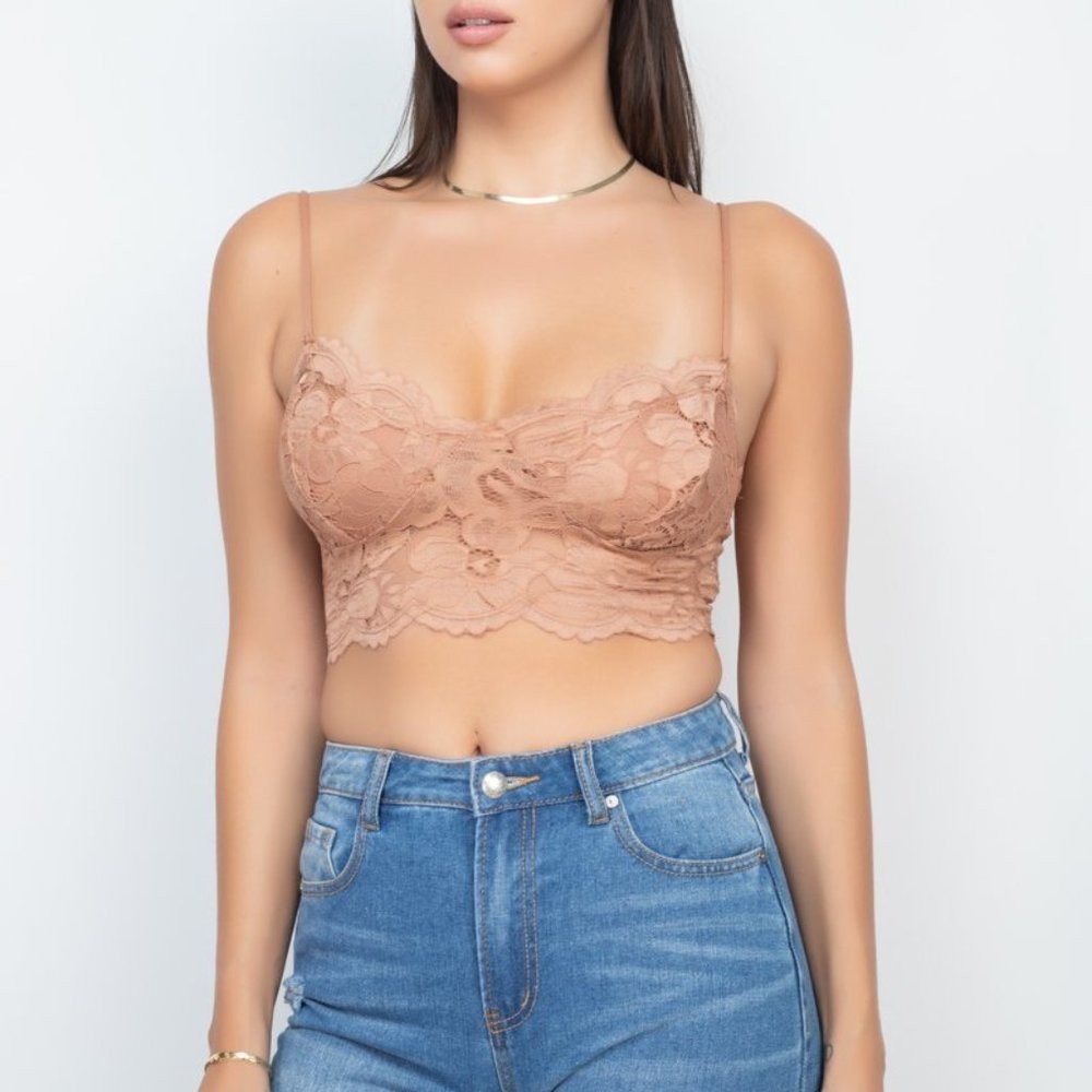 Floral Lace Top Brown
